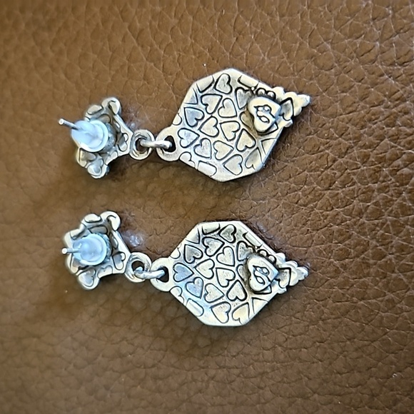BRIGHTON Two-tone Fleur-de-lis Castlecore Dangle Post Earrings - Picture 6 of 6